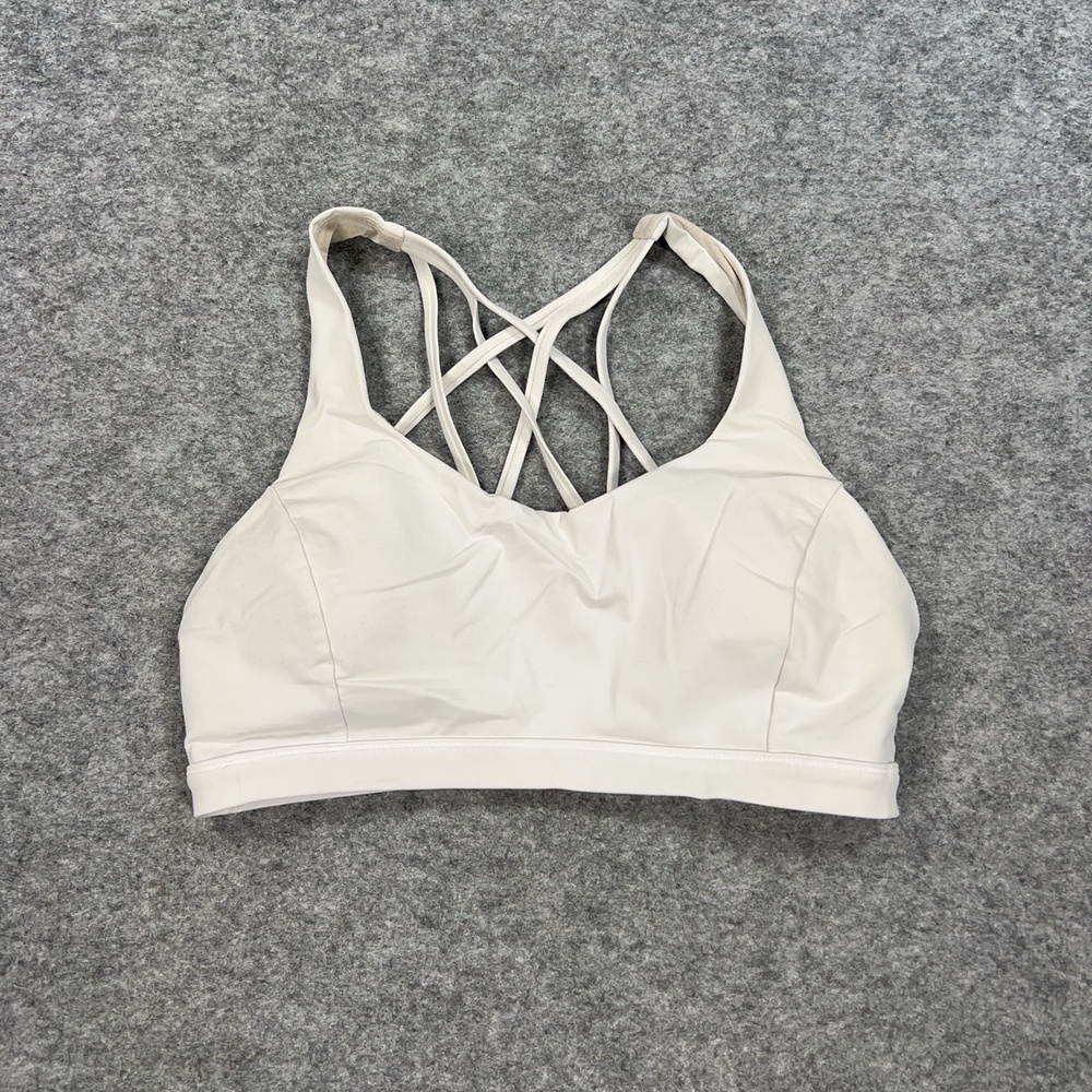 Lululemon Sports Bra Womens 10 Medium White Strappy Crossback Free to be Serene